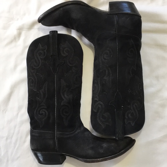mens black suede cowboy boots